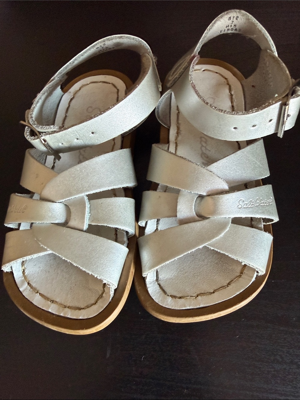 Girls Metallic Silver Strappy Leather Sandals with Ankle Buckle